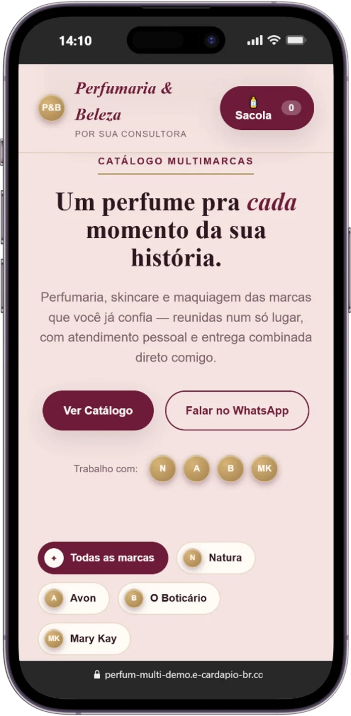 Tela 2 da demonstração Perfumaria & Beleza