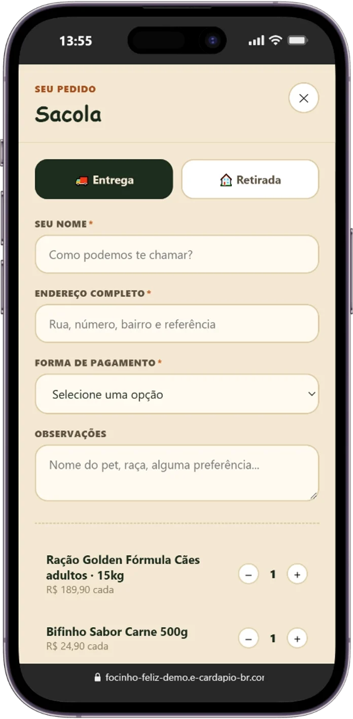 Tela 4 da demonstração Focinho Feliz